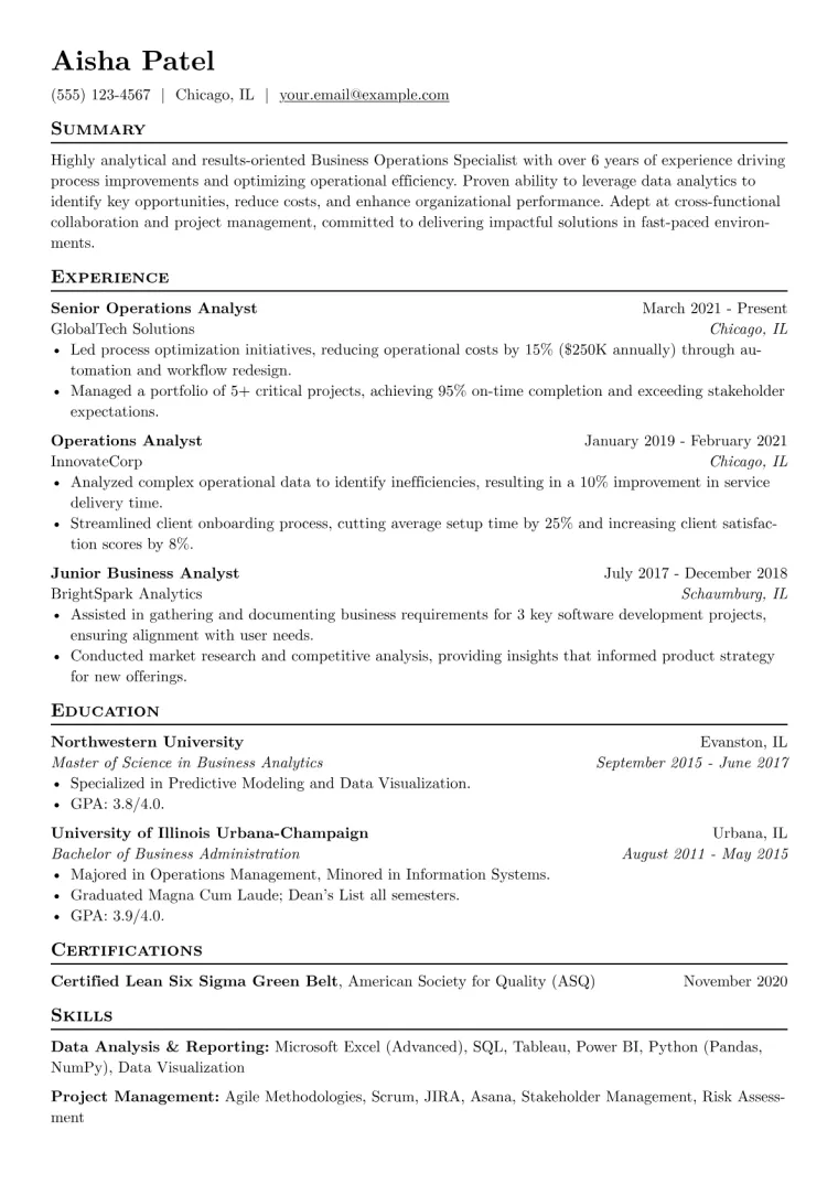 American Resume Example CV template preview
