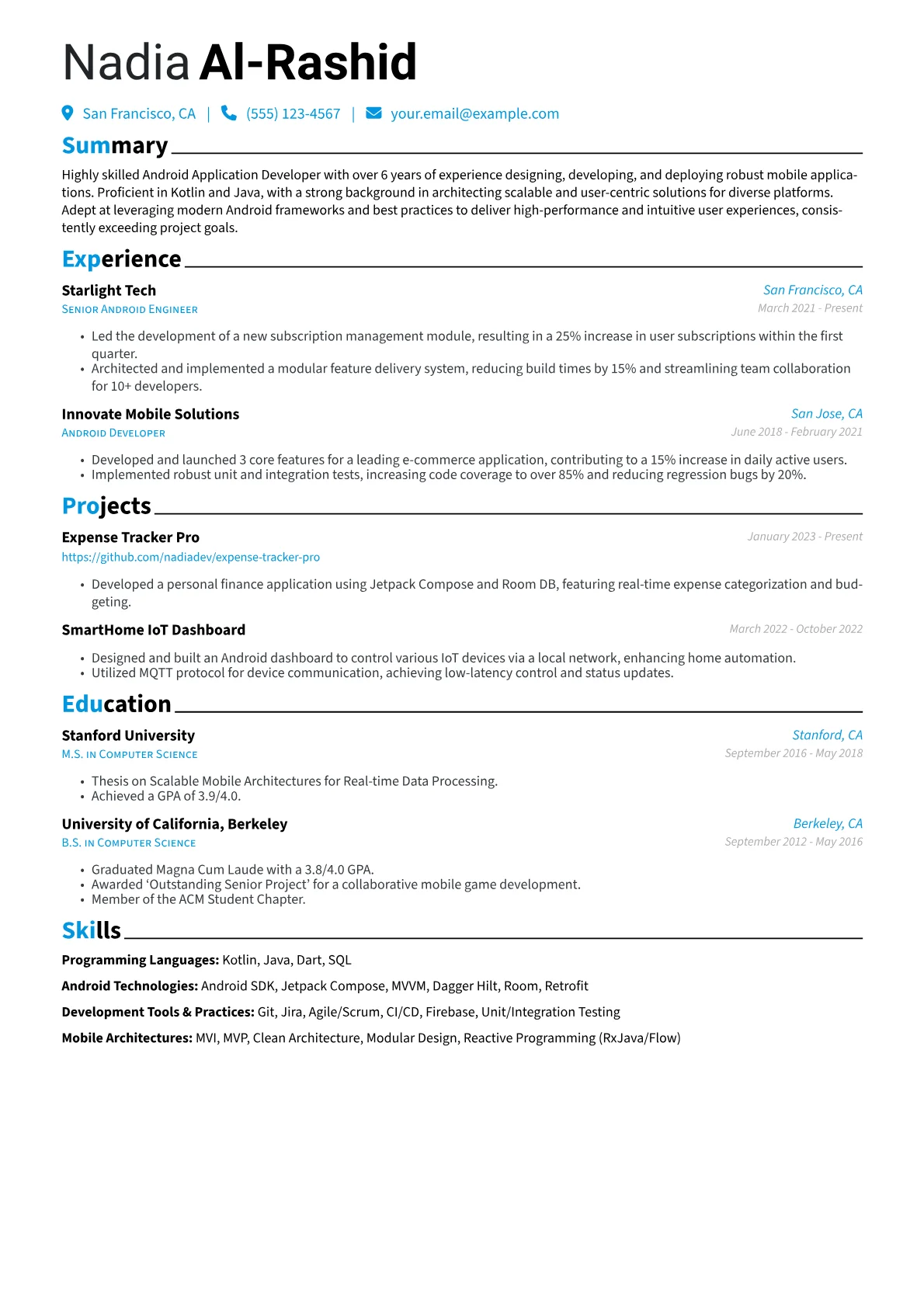 CV template - Page 1