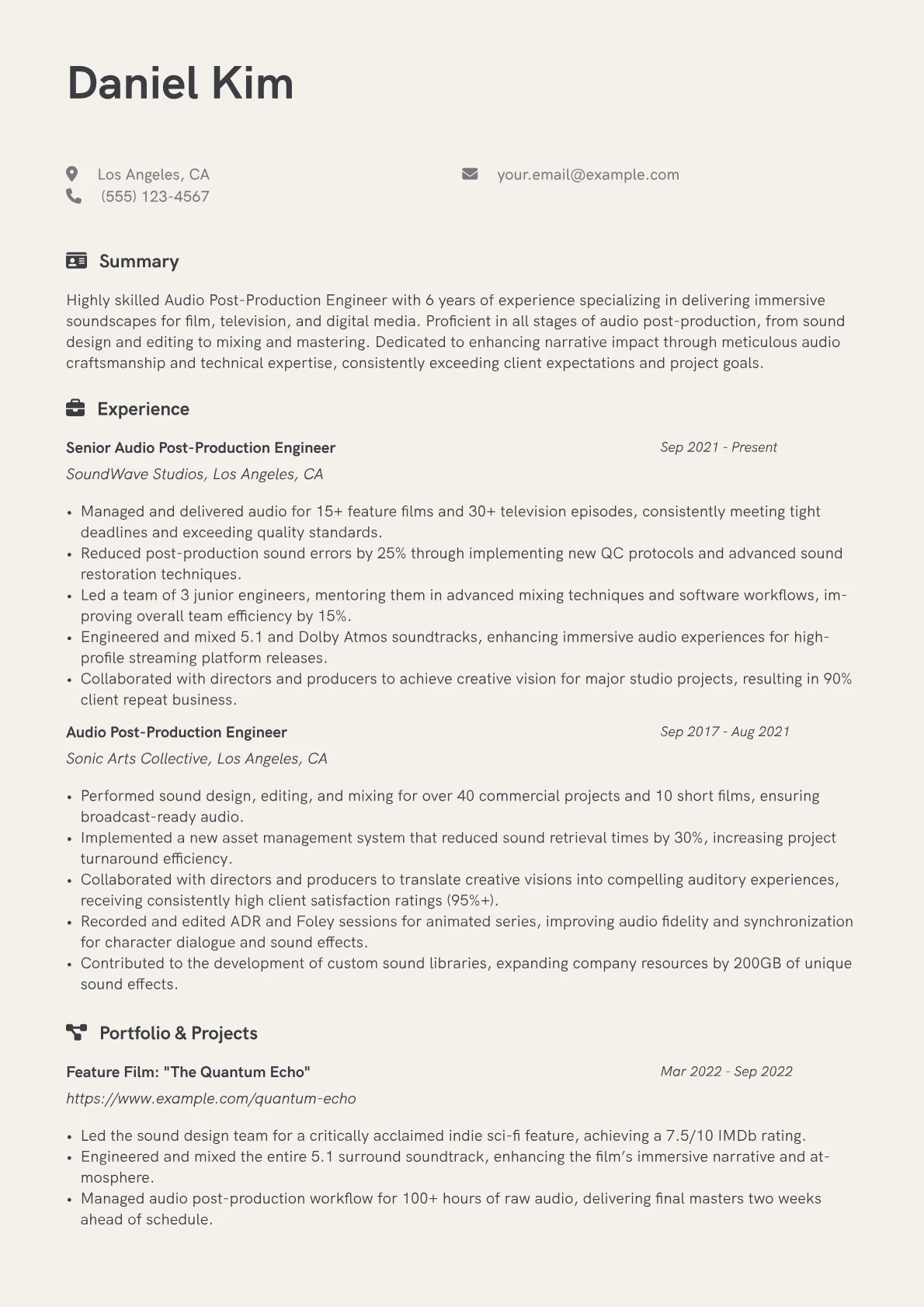 CV template - Page 1