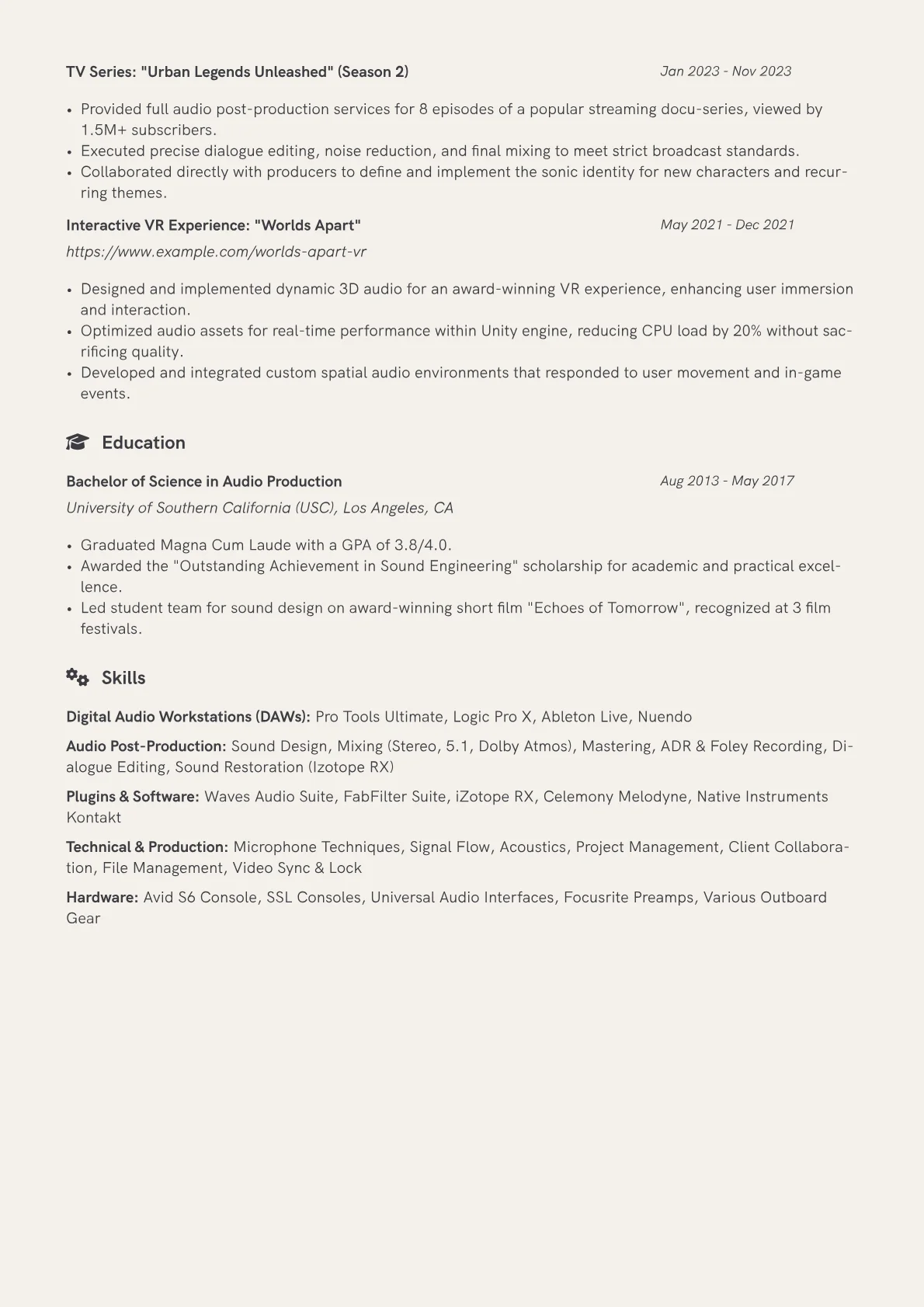 CV template - Page 2