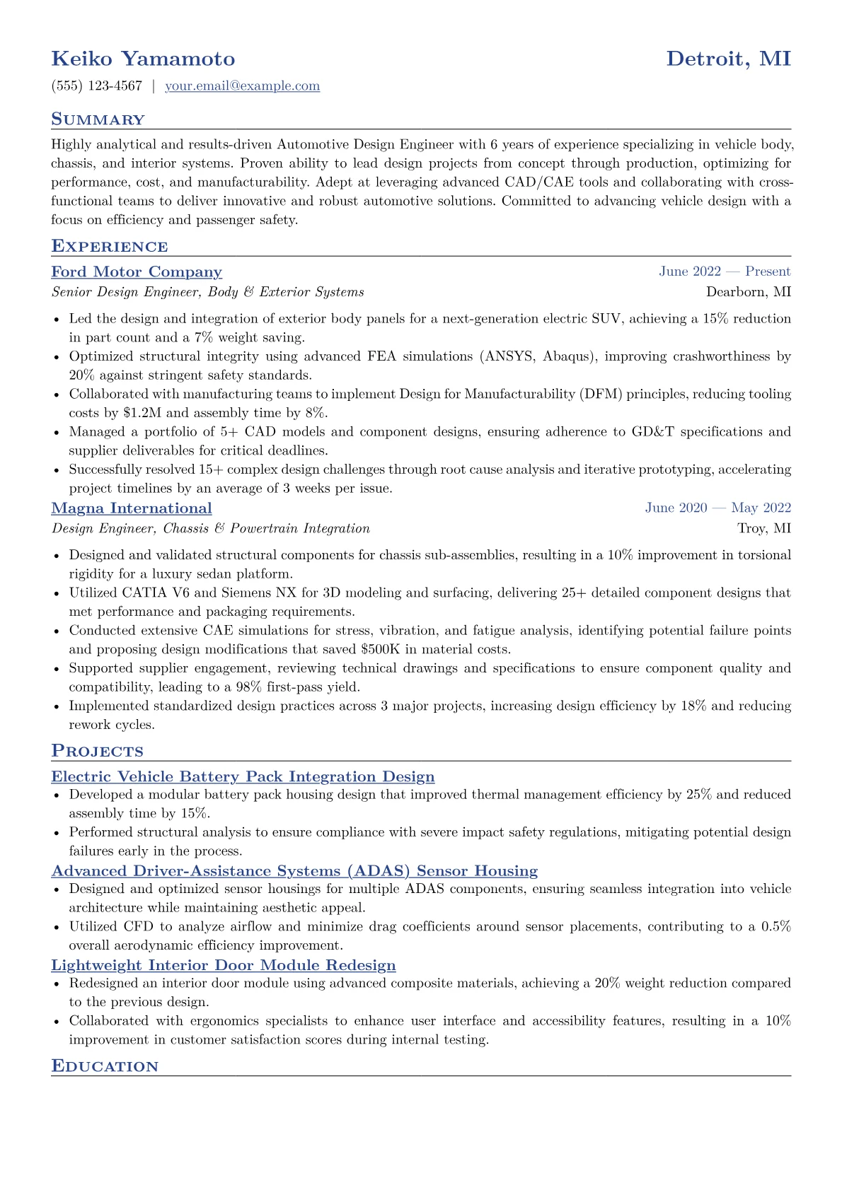 CV template - Page 1