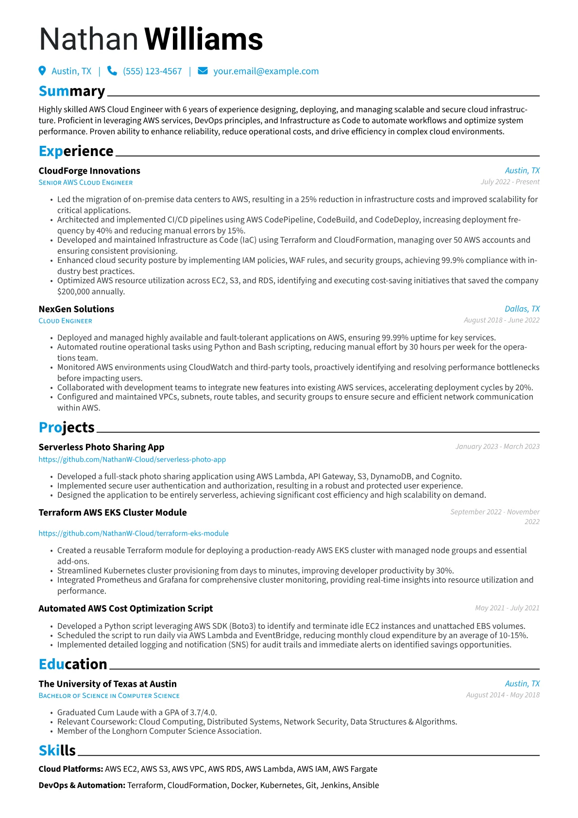 CV template - Page 1
