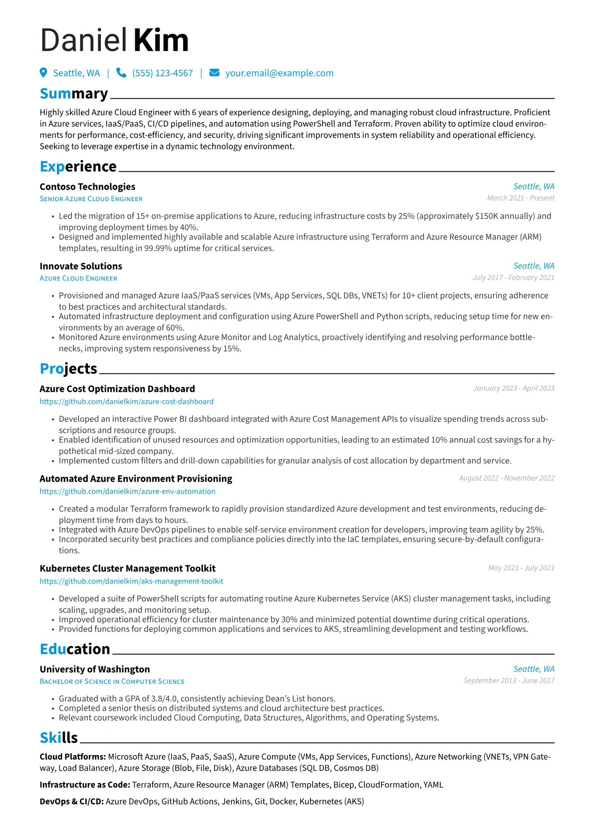 CV template - Page 1