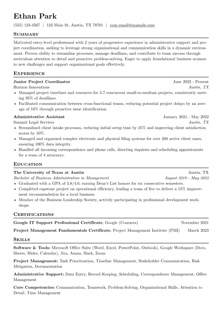 Basic Resume Example preview