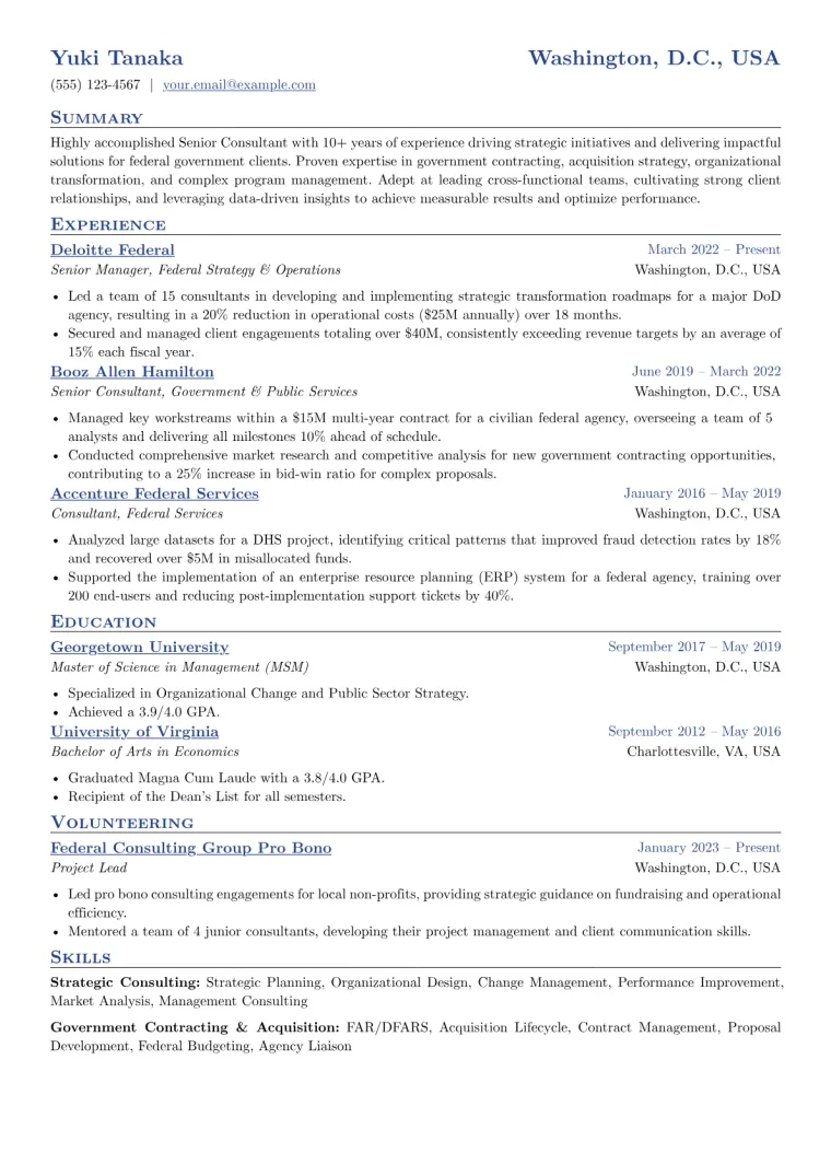 Booz Allen Hamilton Resume Example CV template preview
