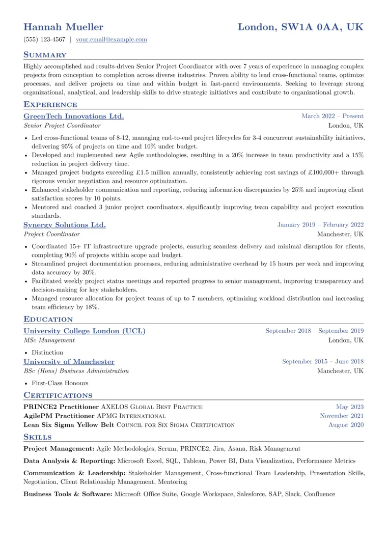 British CV Example preview