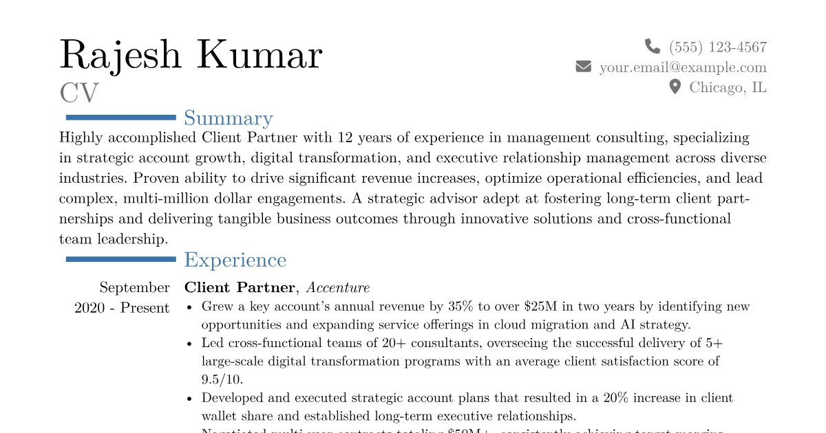 Client Partner Resume Examples + Free Template (2026)