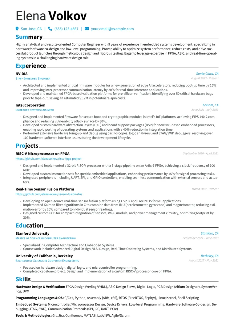 Computer Engineering Resume Example preview