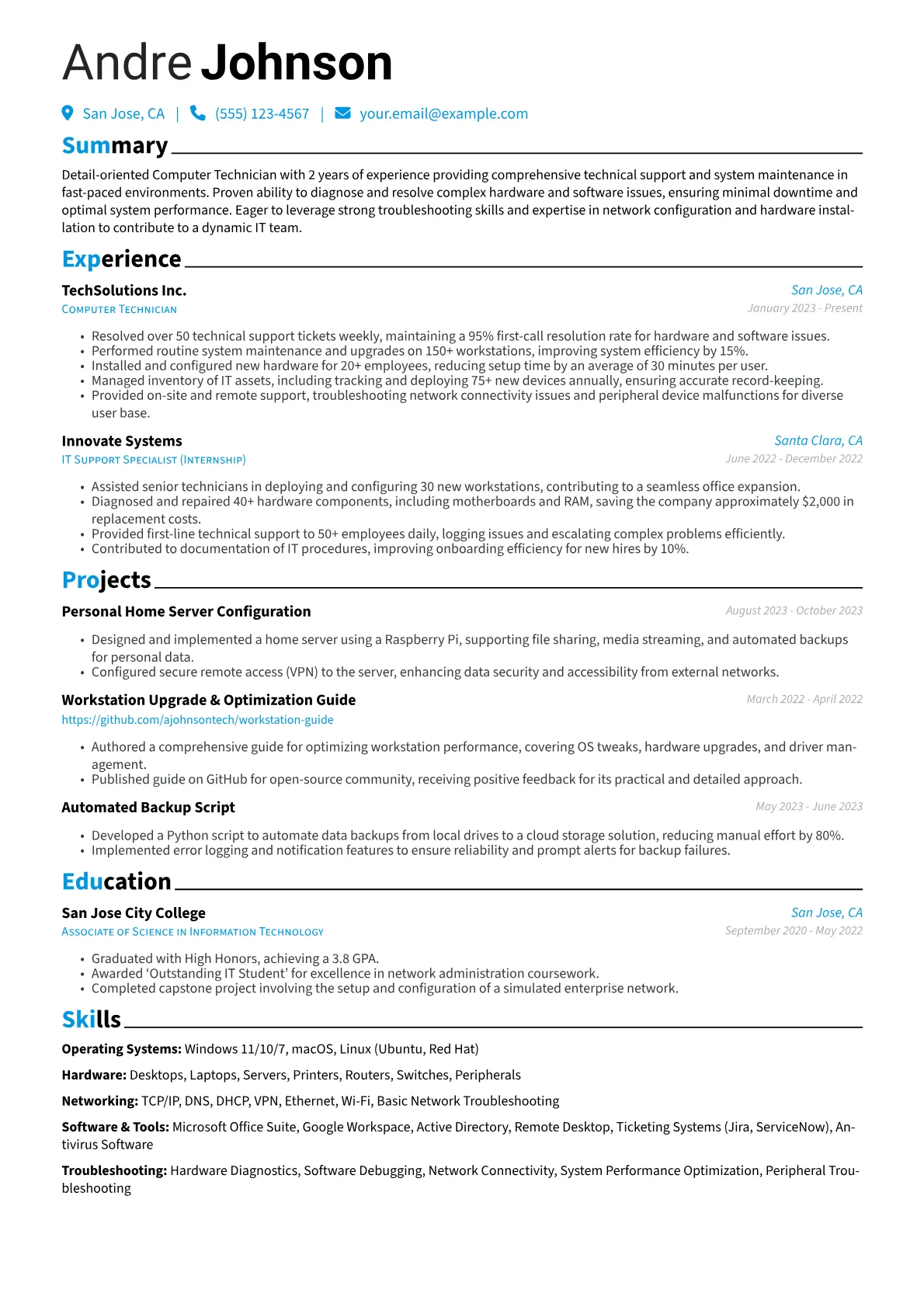 CV template - Page 1