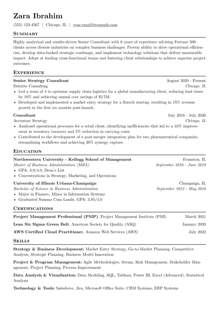 Consultant Resume Example CV template preview