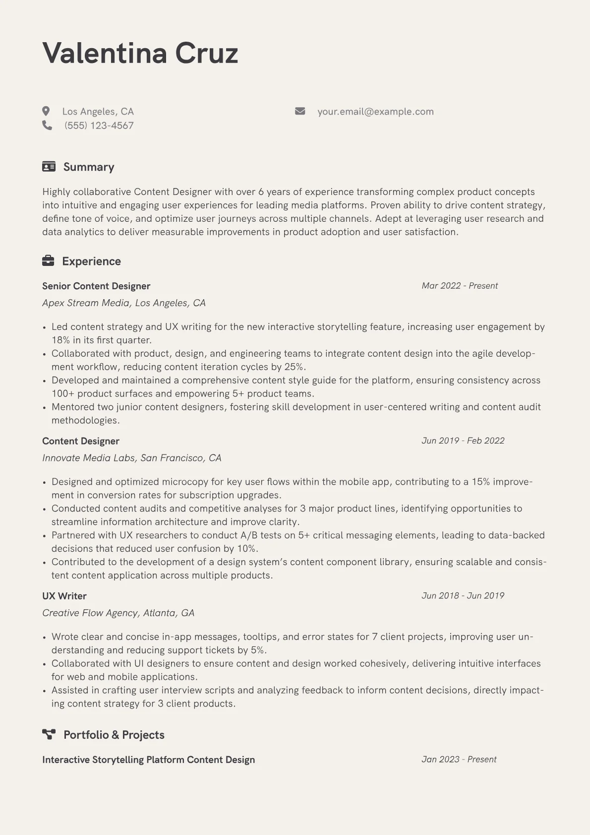 CV template - Page 1