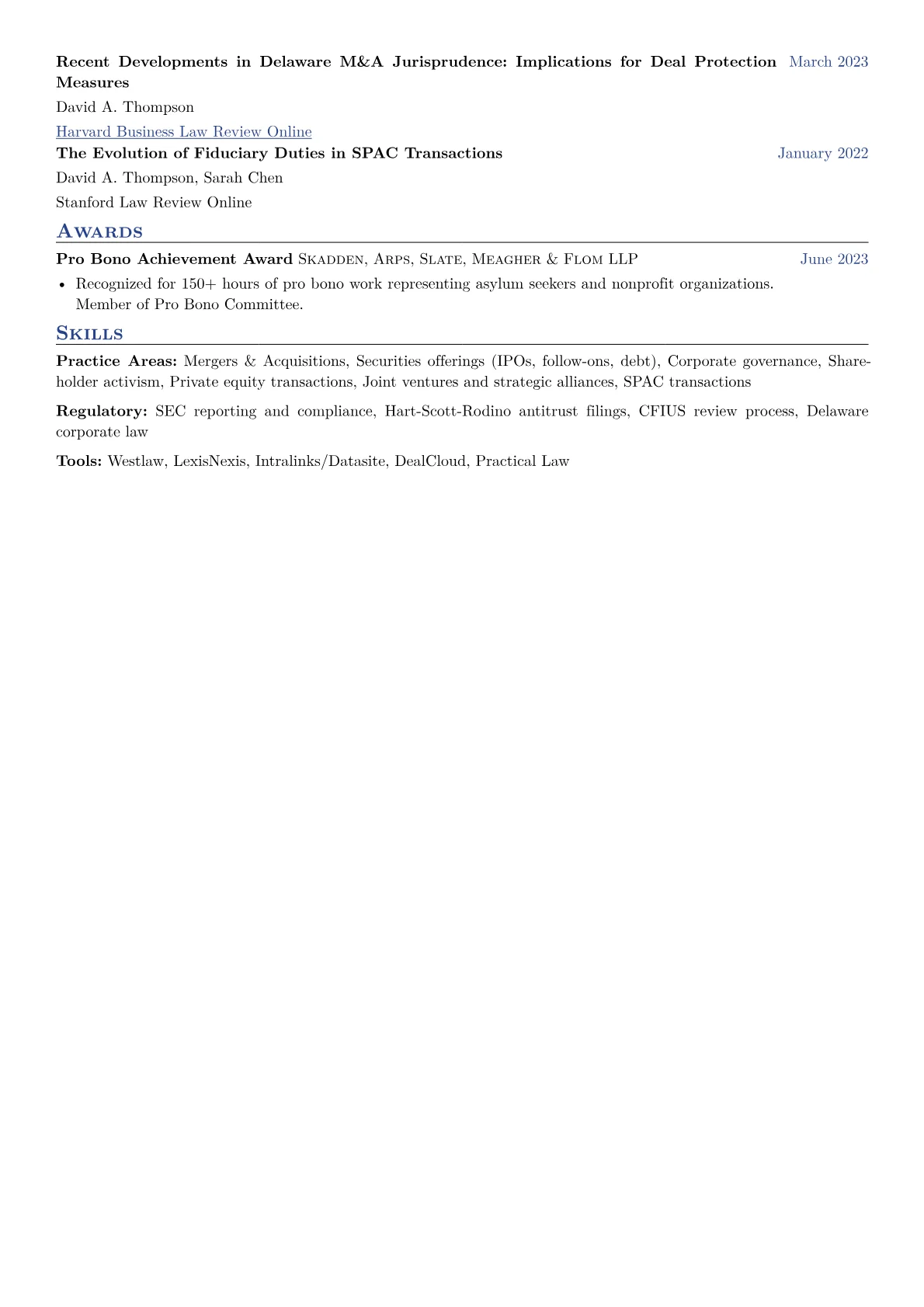 Corporate Attorney - Law Firm resume example, page 2