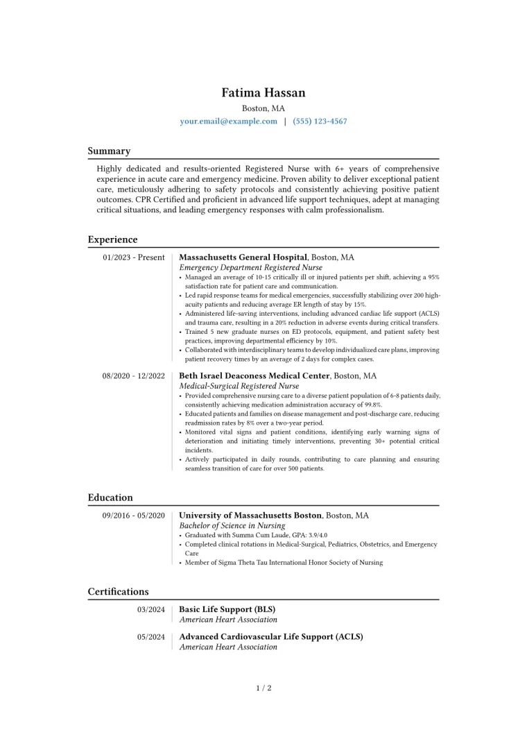 CPR Certified Resume Example CV template preview