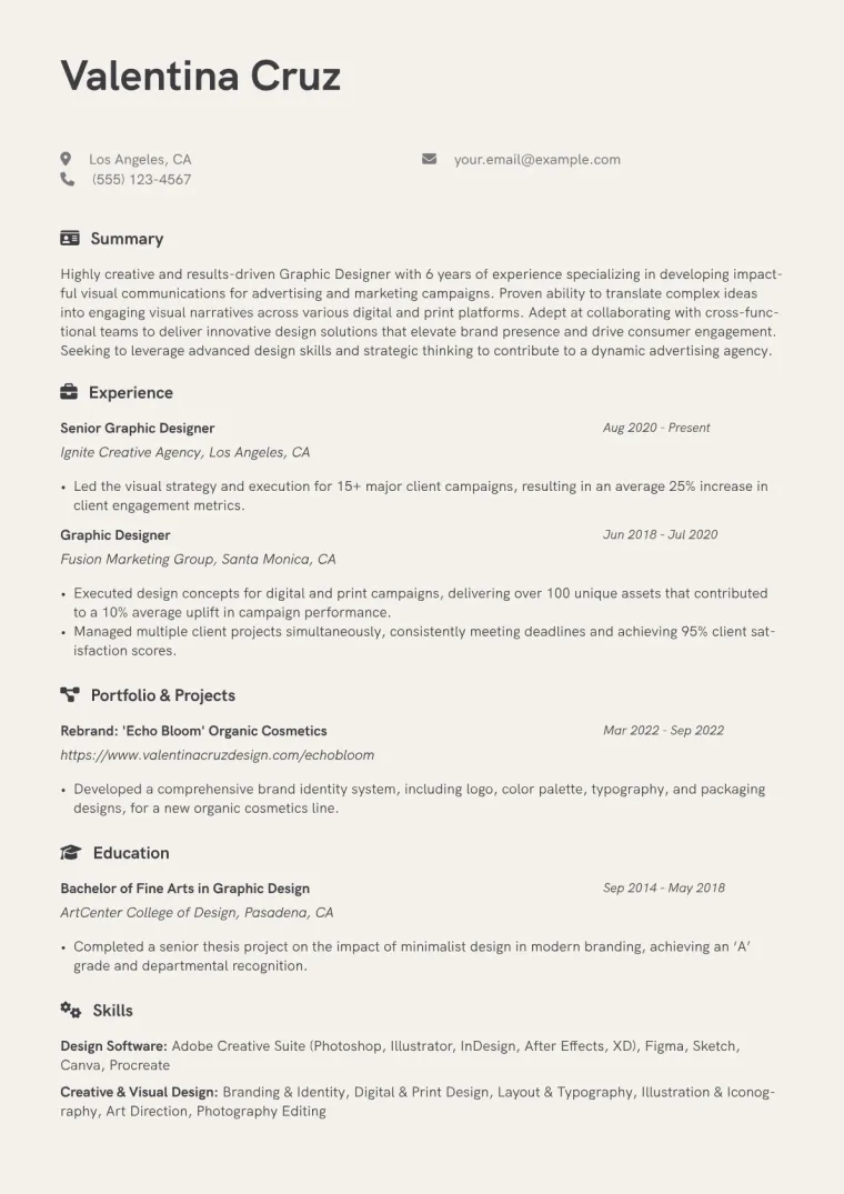 Creative Resume Example CV template preview