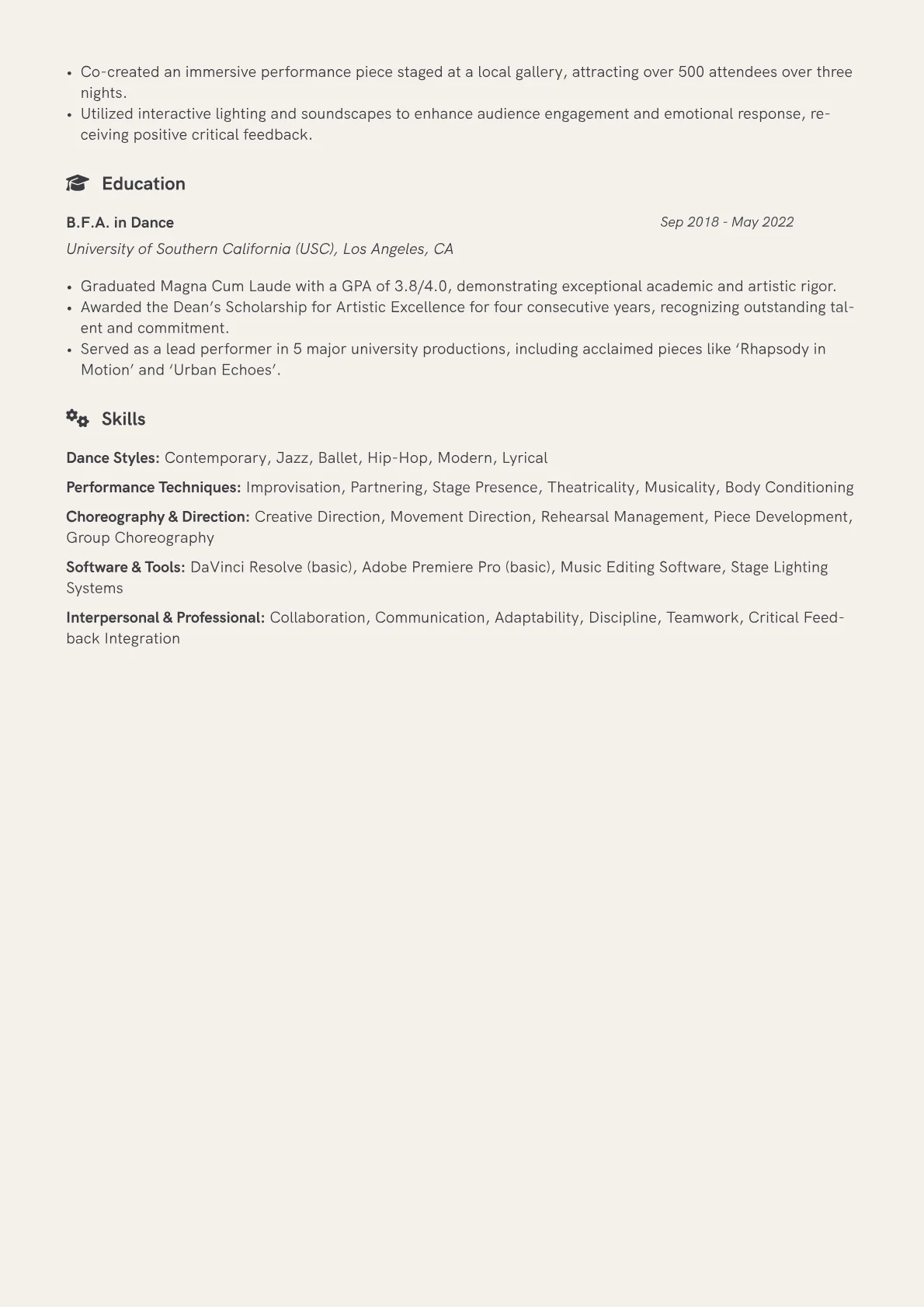 CV template - Page 2