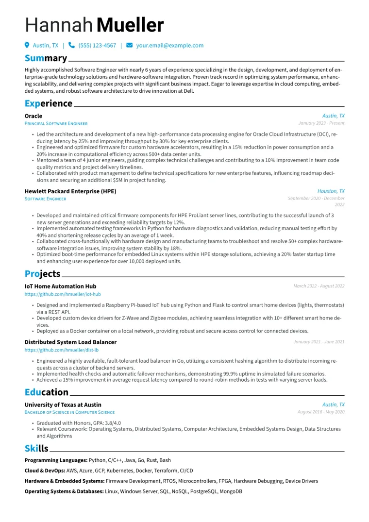 Dell Resume Example preview