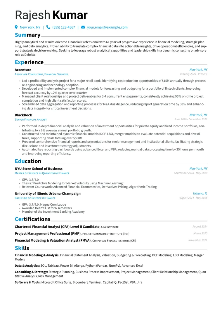 Deloitte Resume Example preview