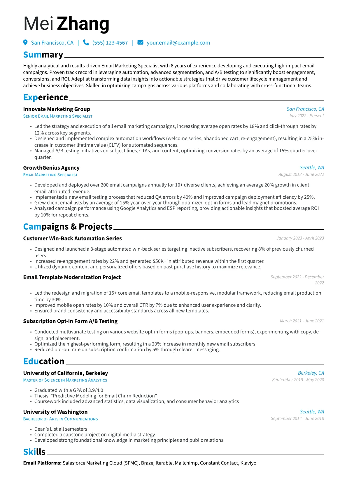 CV template - Page 1