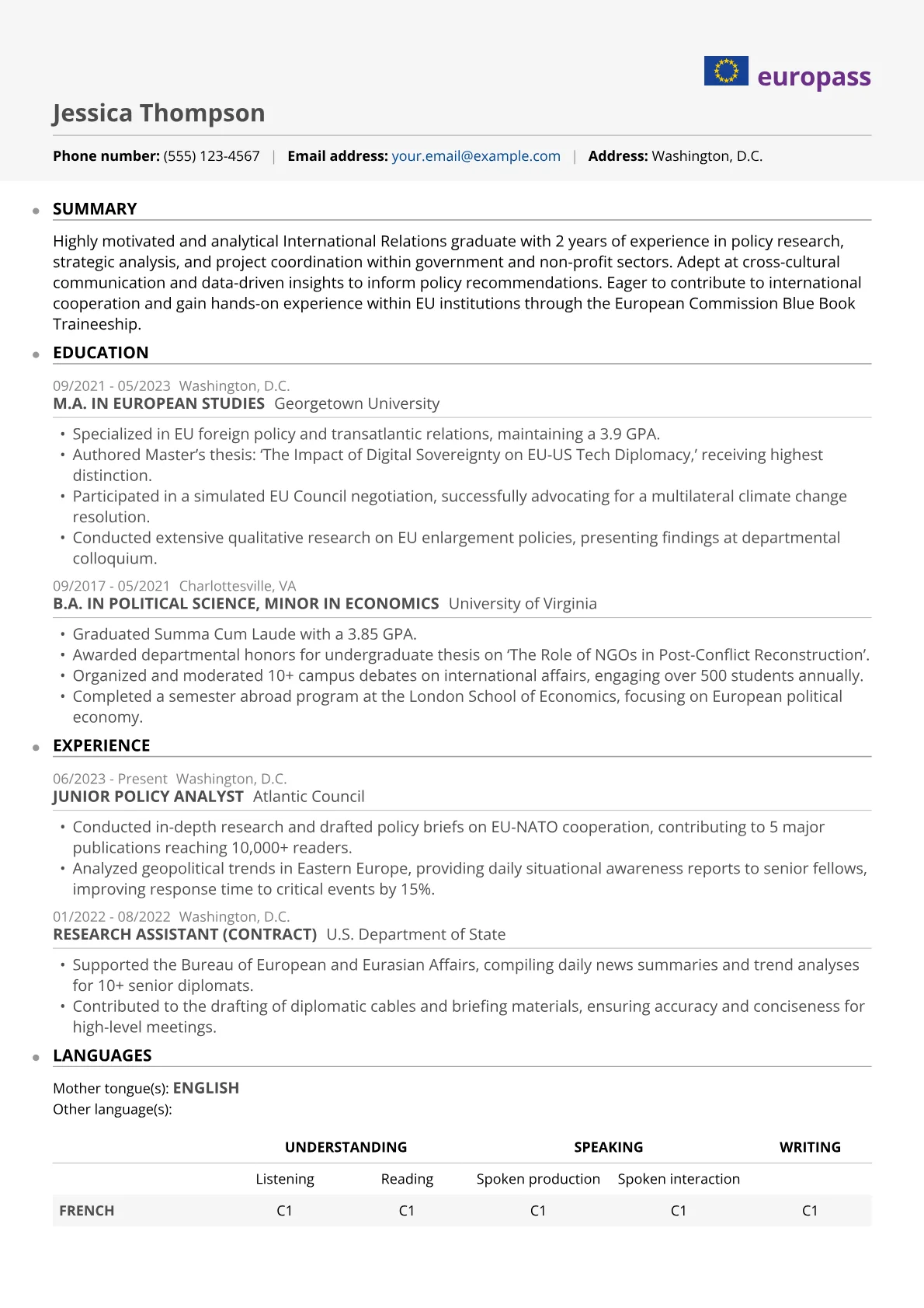 CV template - Page 1