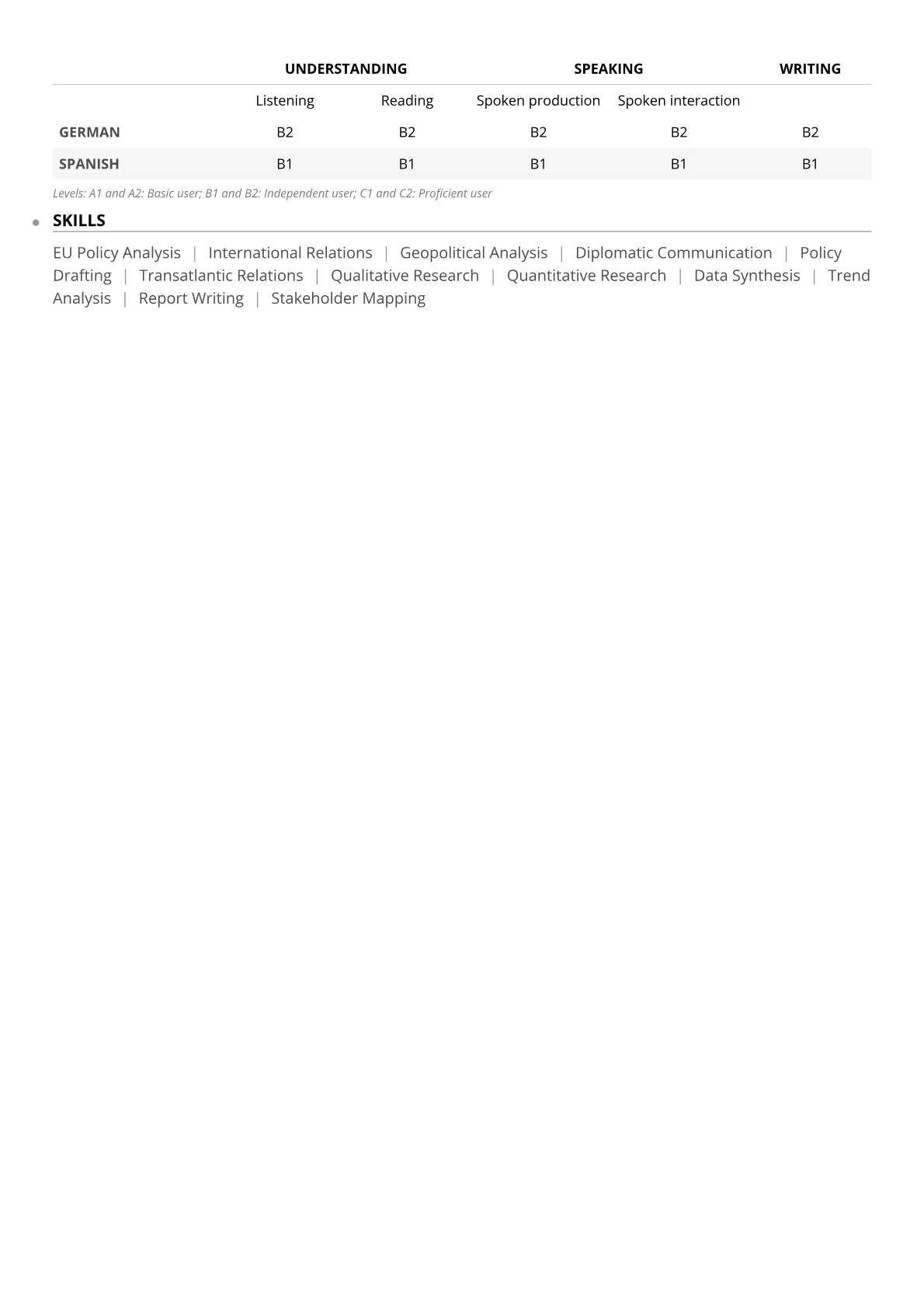 CV template - Page 2