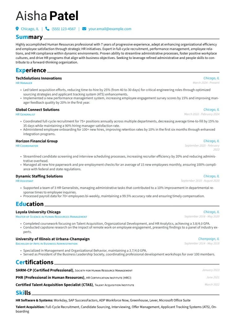Experienced HR Assistant Resume Example preview
