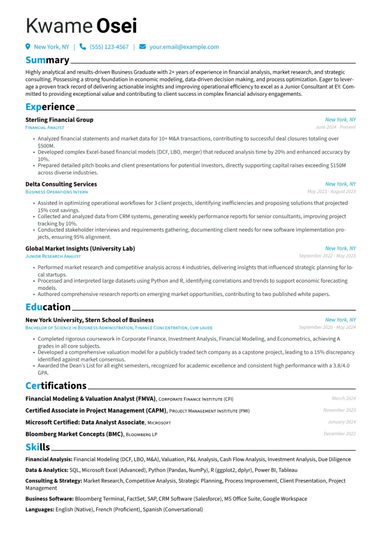 EY Resume Example preview