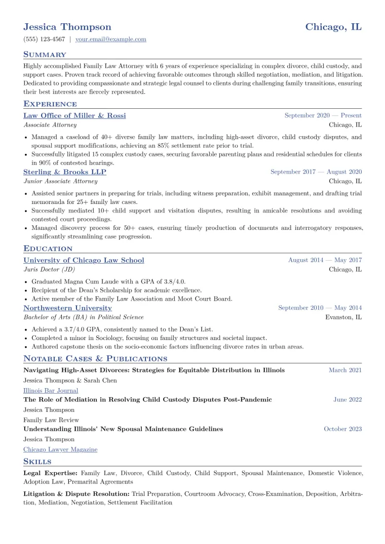 Family Law Attorney Resume Example CV template preview