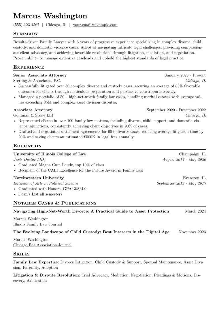 Family Lawyer Resume Example preview
