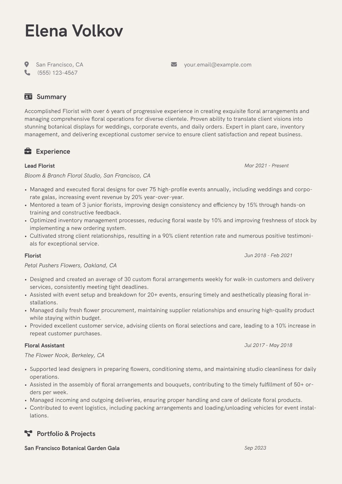 CV template - Page 1