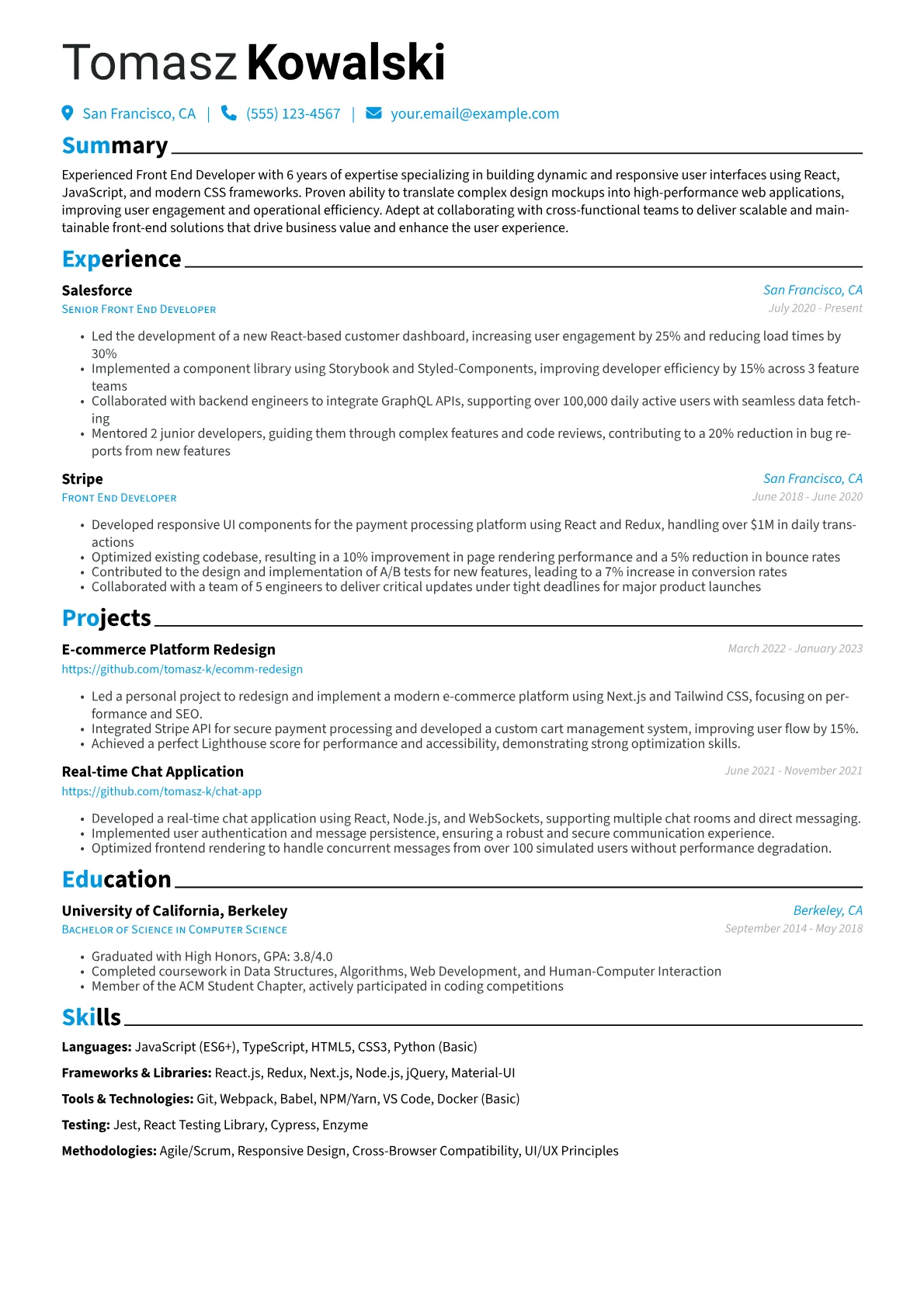 CV template - Page 1