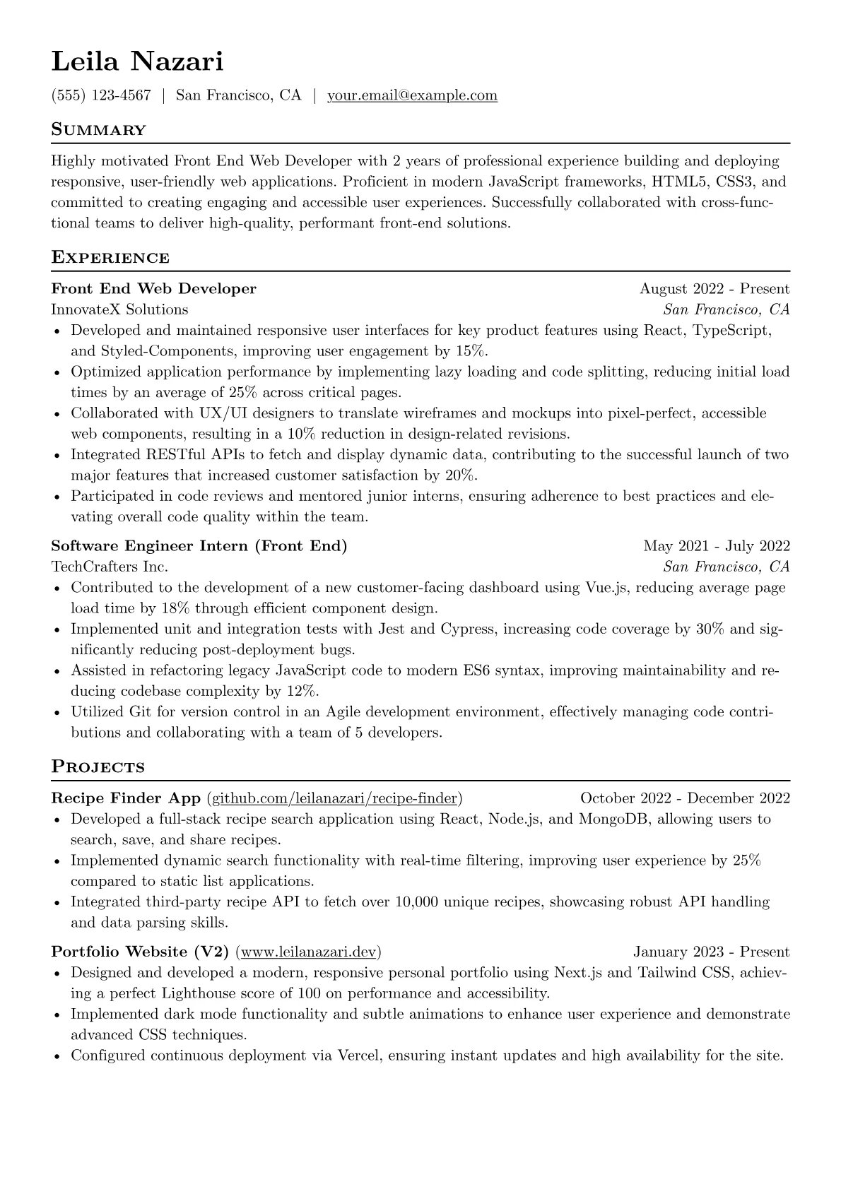 CV template - Page 1