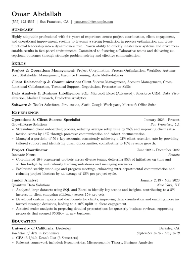 Functional Resume Example preview