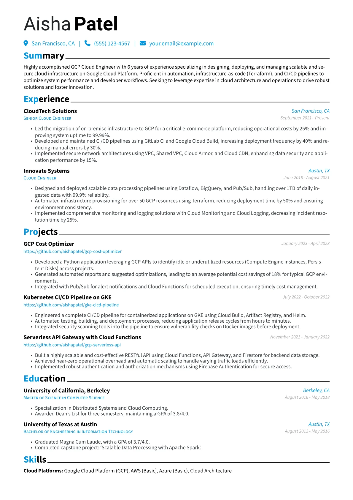 CV template - Page 1