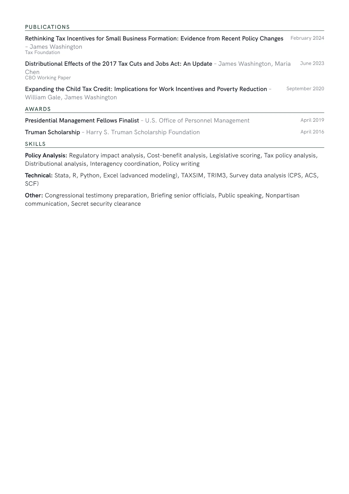 CV template - Page 2