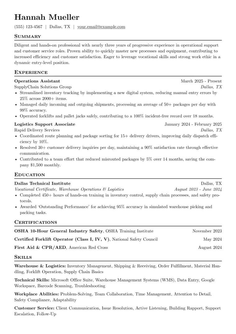 High School Dropout Resume Example CV template preview