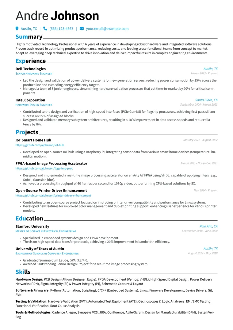 HP Resume Example preview