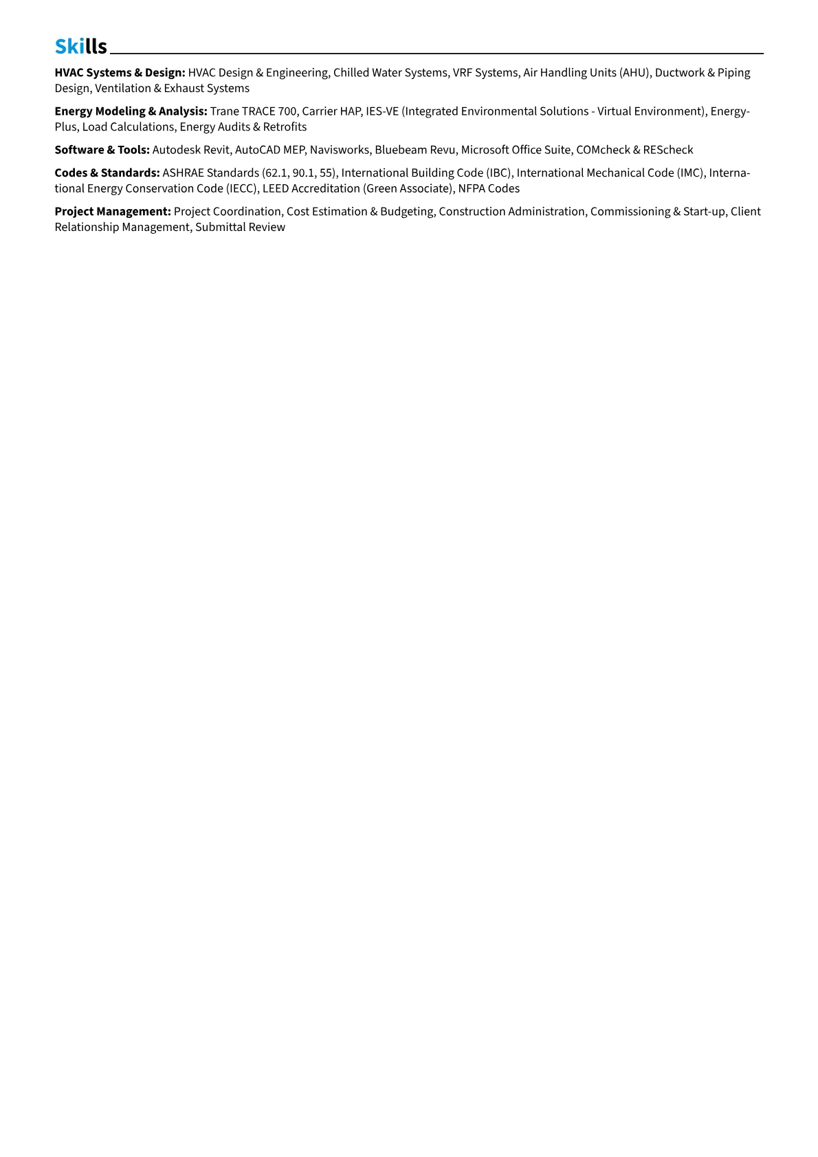 HVAC Engineer resume example, page 2