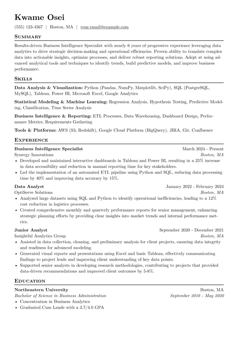Hybrid Resume Example preview