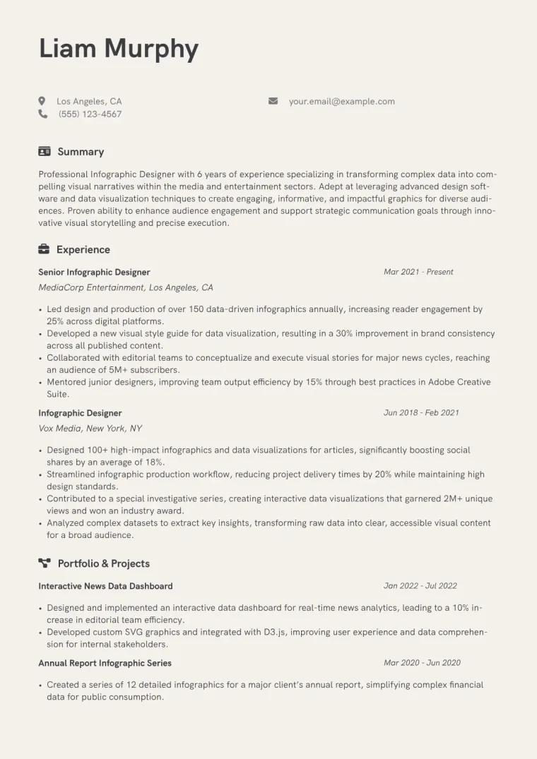Infographic Designer Resume Example CV template preview