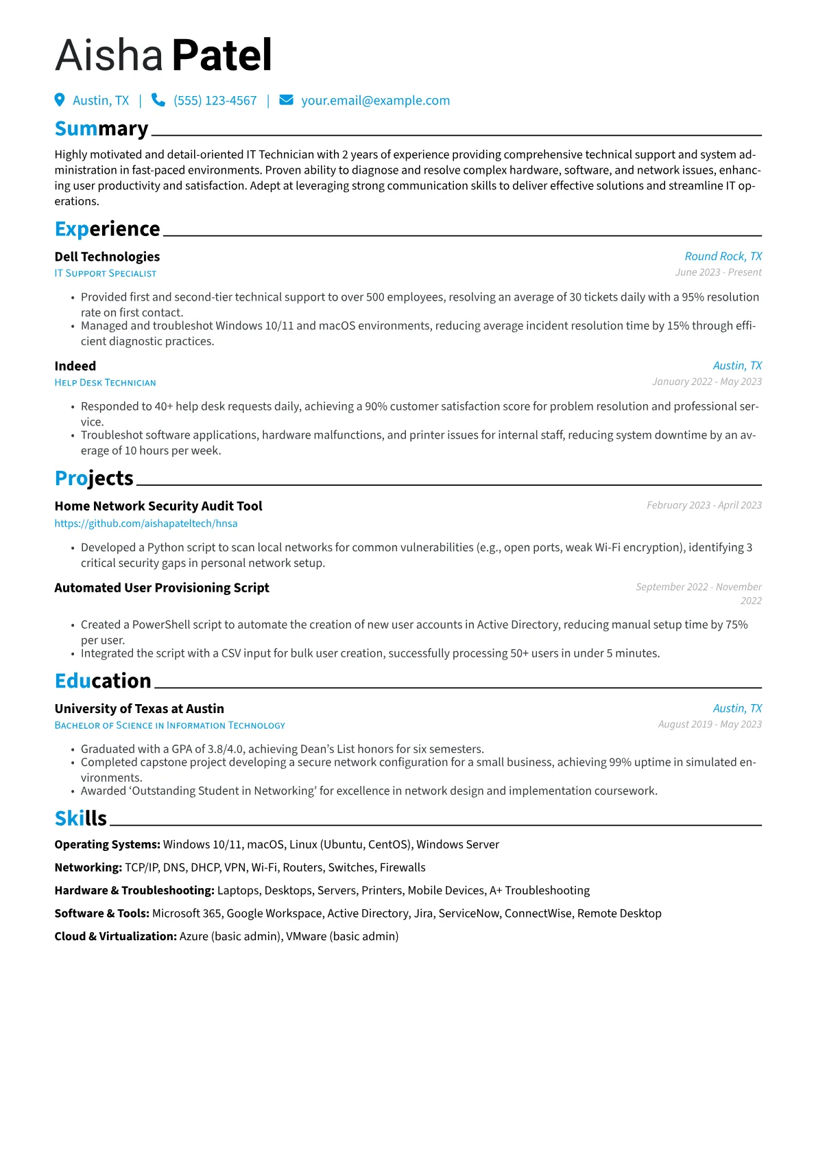 CV template - Page 1