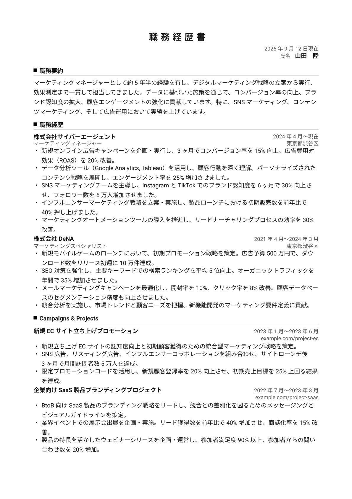 CV template - Page 1