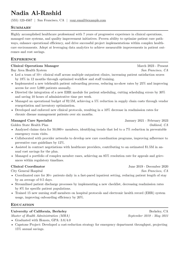 Kaiser Permanente Resume Example CV template preview