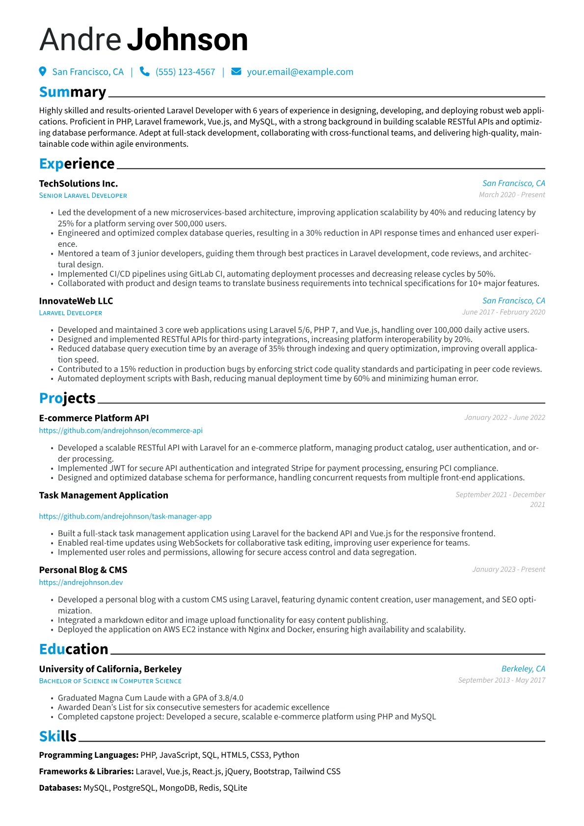 CV template - Page 1