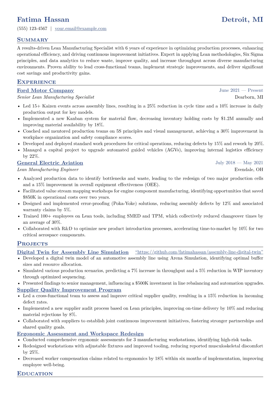 CV template - Page 1