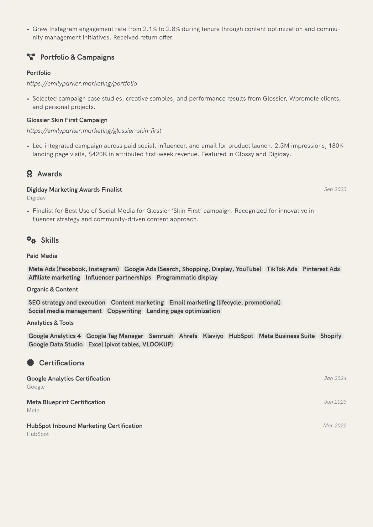 CV template - Page 2