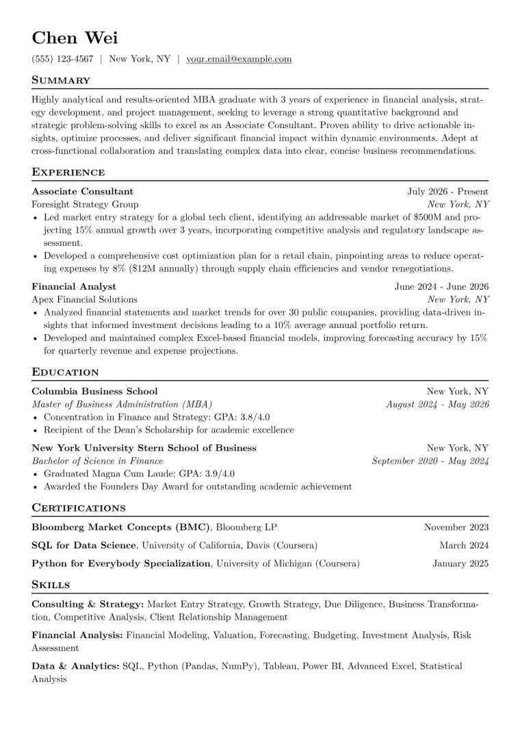 McKinsey Resume Example preview
