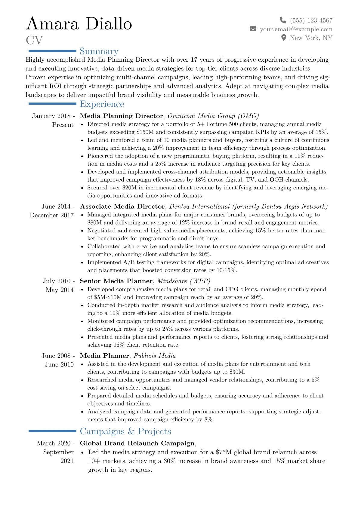 CV template - Page 1