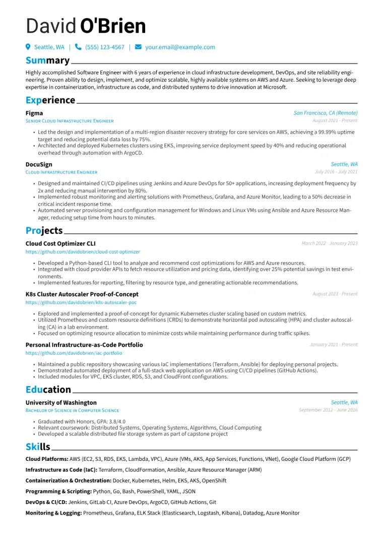 Microsoft Resume Example preview