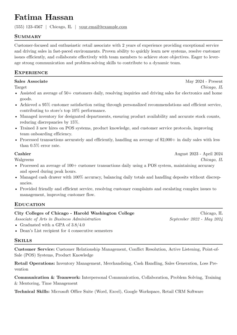 Minimum Wage Job Resume Example preview