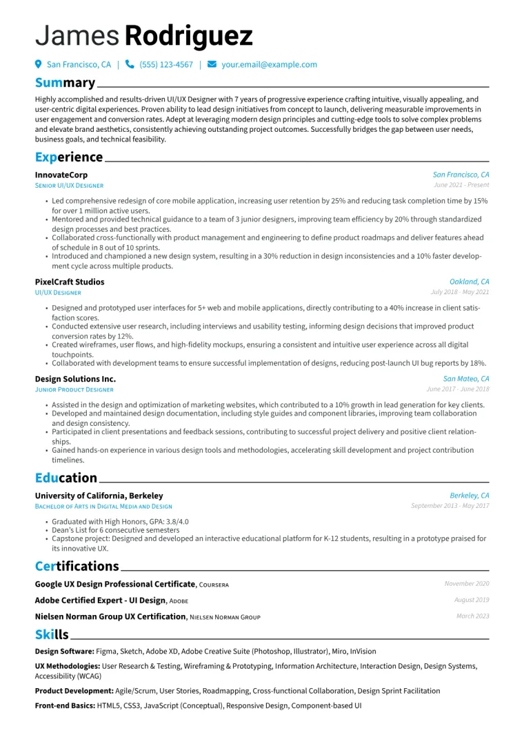 Modern Resume Example preview